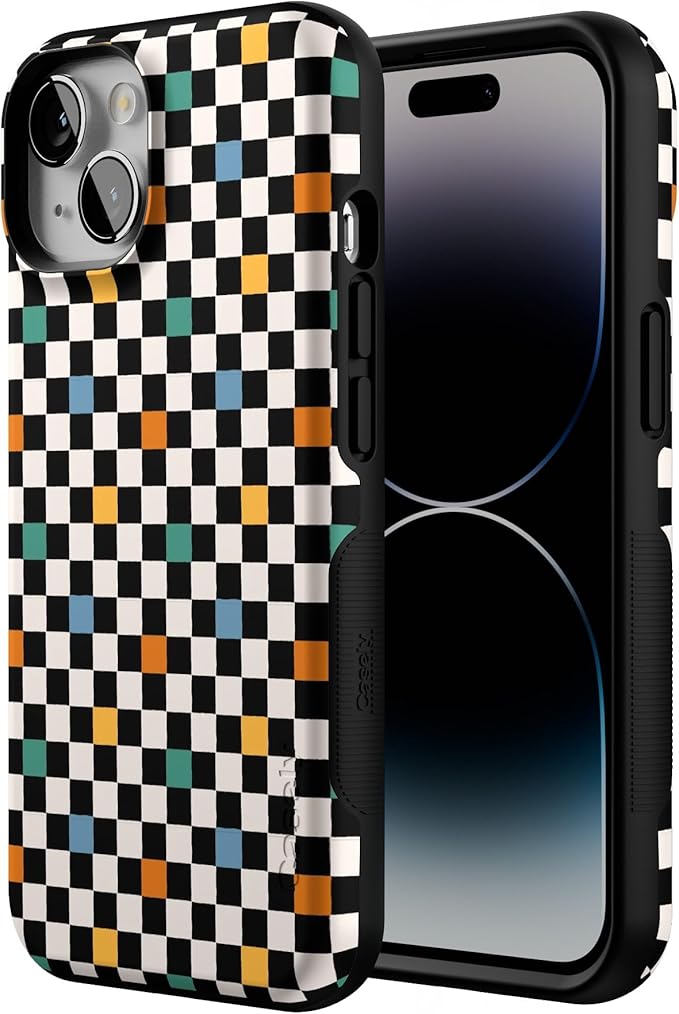Casely iPhone 14 Case | Old Skool | Retro Checkerboard | Compatible with MagSafe | Bold Protective Design