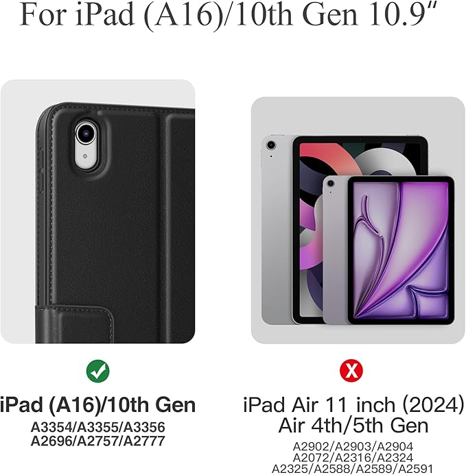 auaua Case for iPad (A16) 11th Generation 11 Inch 2025, iPad 10th Generation 10.9 Inch 2022, with Pencil Holder and Pocket, Typing Angle Muti-Stand Magnetic Closure Auto Sleep/Wake (Black)