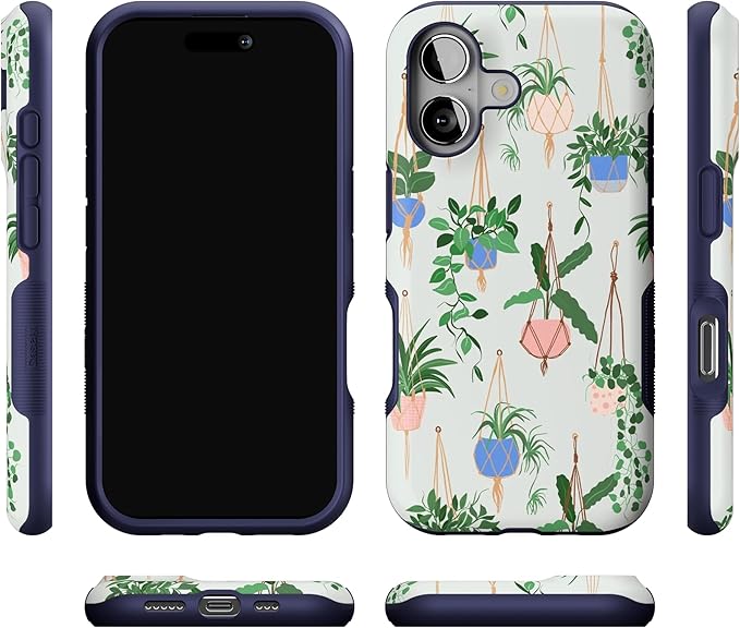 Casely iPhone 17 Case | Hanging Around | Potted Plants Floral | Bold Protective Design | Compatible with MagSafe