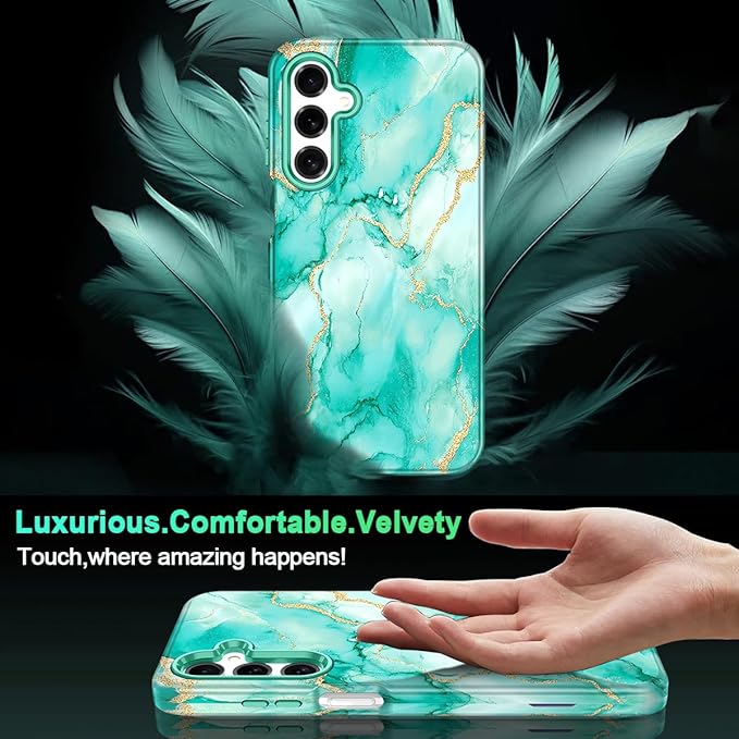 Casetego for Galaxy A16 5G Case,Compatible with MagSafe,[Military Grade Drop Test] Full Body Protection Slim Shockproof Rugged Marble Women Case for Samsung Galaxy A16 5G 6.7 inch,Turquoise