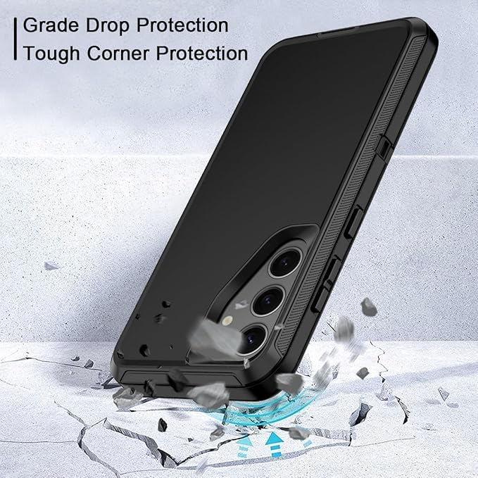 for Samsung Galaxy S24 Plus Case Heavy Duty Protective Shockproof Dropproof 3-Layer Full Body Protection [Without Screen Protector] Tough Rugged Case for Galaxy S24 Plus,Black