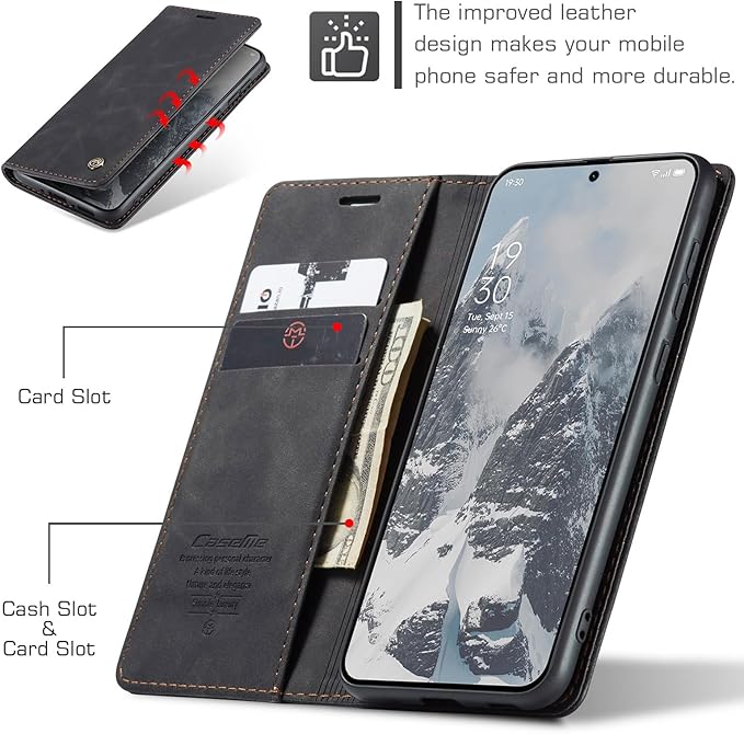 for OnePlus 13 Case, Flip Wallet Leather Case with Card Holder Magnetic Closure Shockproof Kickstand Protective Phone Cases Cover for OnePlus 13, Black