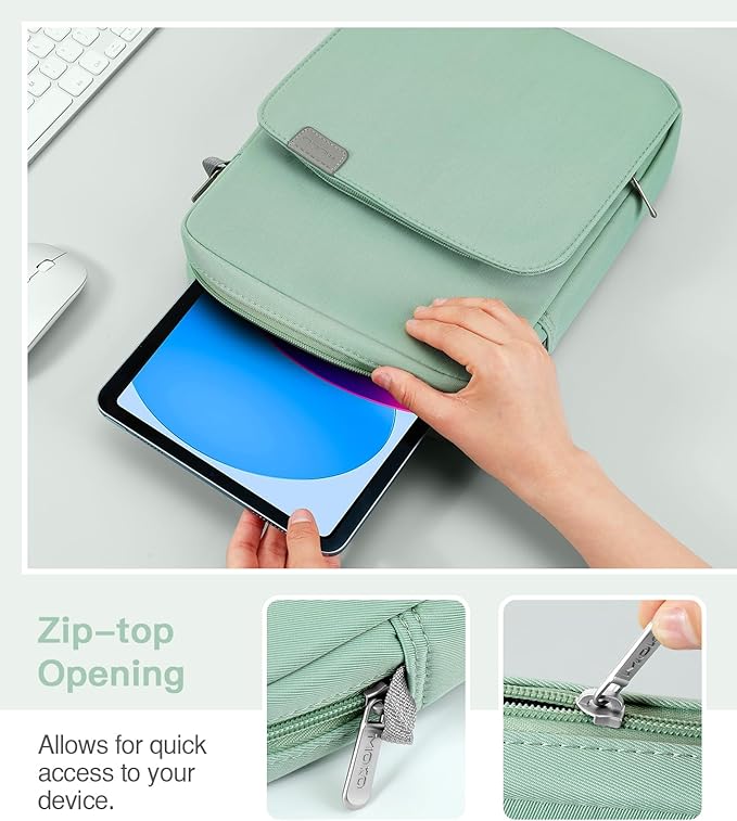 MoKo 9-11 Inch Tablet Sleeve Bag Handle Carrying Case with Shoulder Strap Fits 11inch iPad Air M3, iPad A16 2025, Pro 11 inch, iPad 10/9/8/7th Gen, Tab S8/S9 11", Cyan