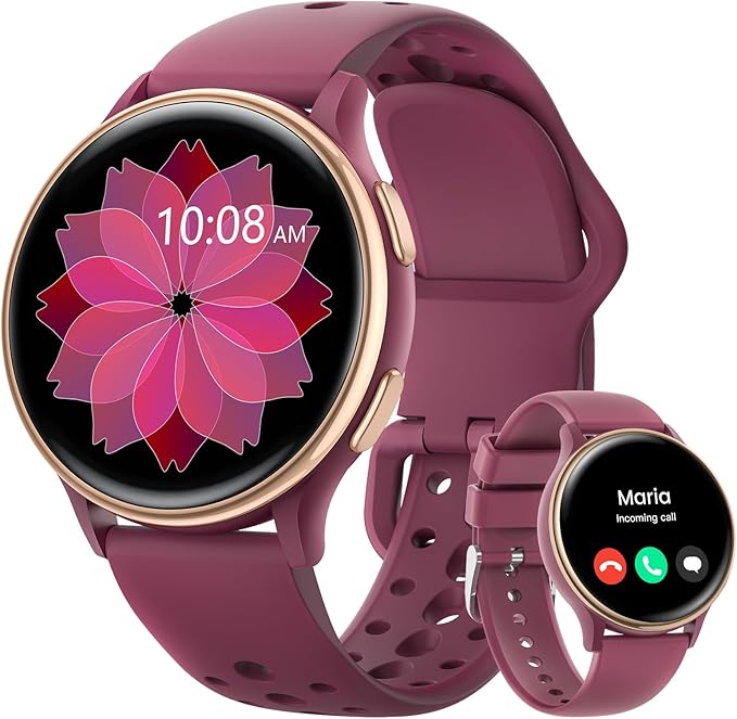 Smart Watch, Smart Watches for Women Men with 400+ Watch Face, 70+ Sport Modes, 24/7 Heart Rate, Sleep Monitor, Answer/Make Calls, Waterproof Activity Fitness Tracker for Android & iPhone (Wine Red)