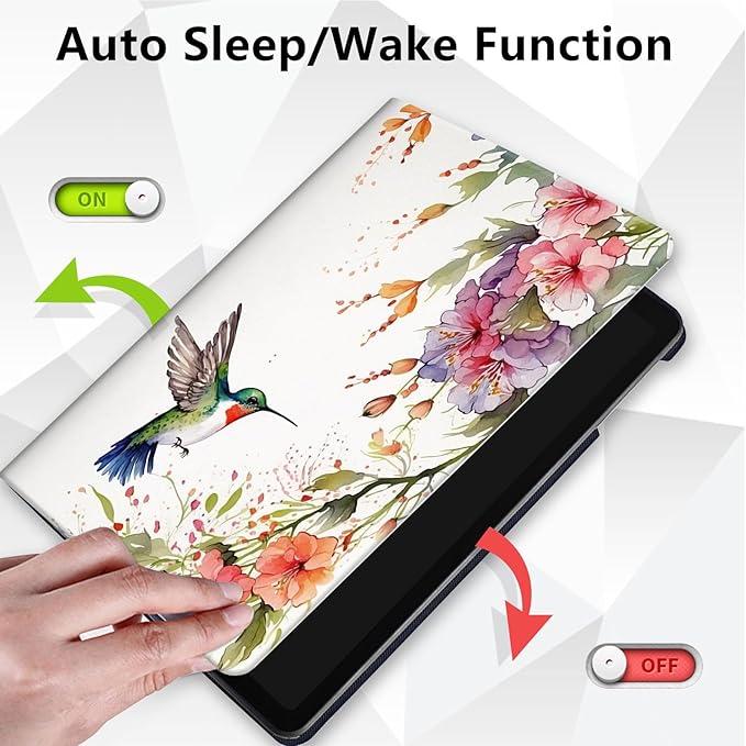 Case for Lenovo Tab P11 Plus Case 2021 (TB-J616F / J616X), 360 Degree Rotating Folding Stand,with Auto Sleep/Wake Case for Lenovo Tab P11 11” 2020 (TB-J606F TB-J606X),Hummingbird and Flowers