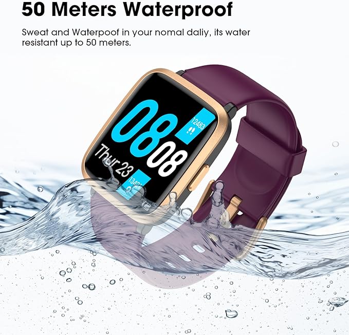 Fitness Tracker, Fitness Watch with Blood Oxygen, Blood Pressure & Heart Rate Monitor, Steps Calories Counter, Sleep Monitor, Pedometer 50 Meters Waterproof, Smart Watch for Android iPhones