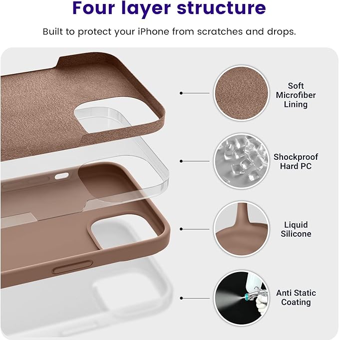 OTOFLY Designed for iPhone 14 Case, Silicone Shockproof Slim Thin Phone Case for iPhone 14 6.1 inch (Light Brown)