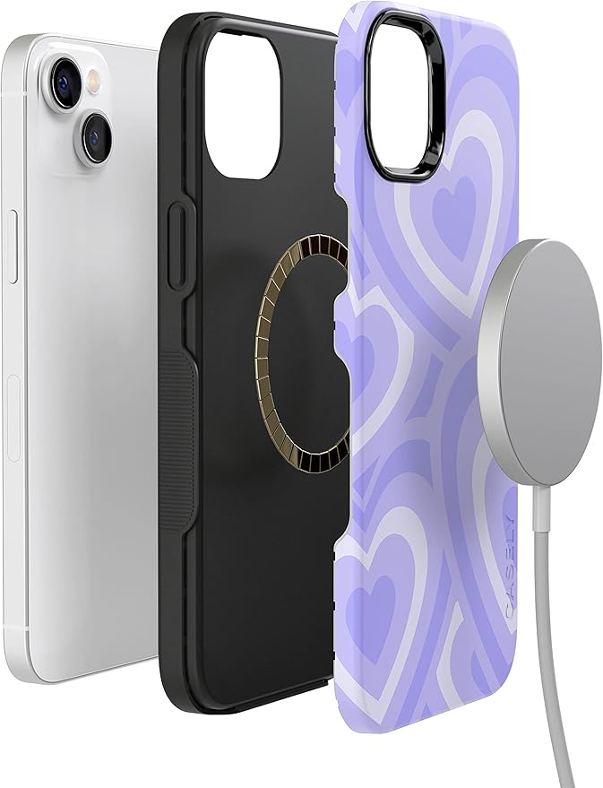 Casely iPhone 14 Case | Love Song | Lavender Heart | Compatible with MagSafe | Bold Protective Design