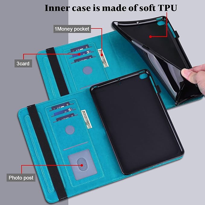 Case for Lenovo Tab M11 (TB-330FU/330XU) 11" 2024, Embossed Lace PU Leather Flip Folio Stand Cover Case with Elastic Band Card Slots Pen Holder & Multiple Viewing Angles- Blue
