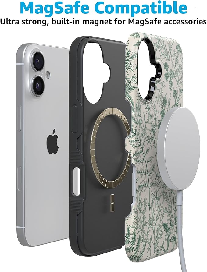 Casely iPhone 17 Case | Sage Garden | Green Floral | Compatible with MagSafe | Bold Protective Design