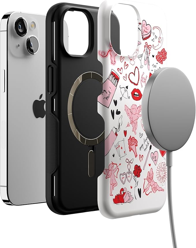 Casely iPhone 14 Case | Cupid's Touch | Collage | Compatible with MagSafe | Bold Protective Design