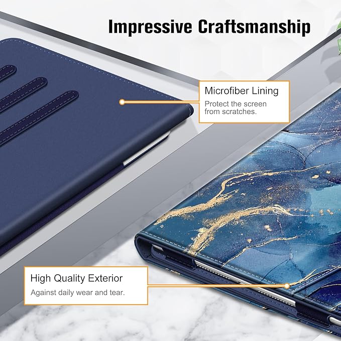 Fintie Case for iPad 9th / 8th / 7th Generation (2021/2020/2019) 10.2 Inch - [Corner Protection] Multi-Angle Viewing Stand Cover with Pocket & Pencil Holder, Auto Sleep Wake, Ocean Marble