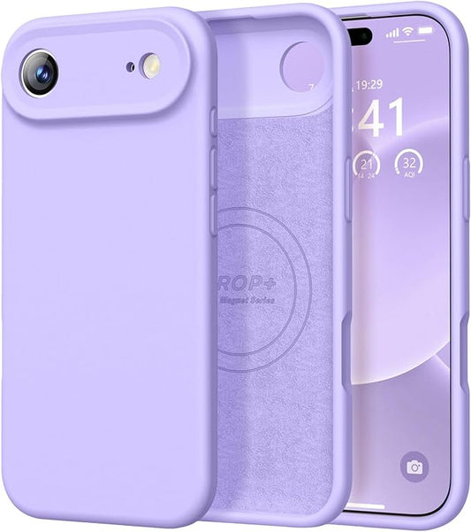 Vooii Magnetic Compatible with iPhone Air Case (Compatible with Magsafe) (Upgraded Camera Protection) Liquid Silicone Shockproof Full Body Protective Phone Cover for Women Men, Light Purple, 6.5"