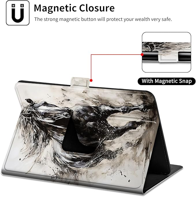 for Lenovo Tab M9 Case,9 inch Tablet Cover, Magnetic Closure Travel Portable Protective Case with 360 Degree Rotating Stand for Lenovo Tab M9 TB-310FU 2023-Galloping Horse