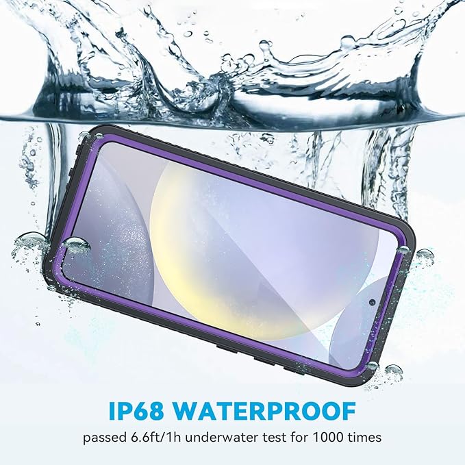 Lanhiem for Samsung Galaxy S24 Phone Case, IP68 Waterproof Dustproof, Built-in Screen Protector, Rugged Full Body Shockproof Protective Cover for Galaxy S24 5G 6.2 Inch, Purple