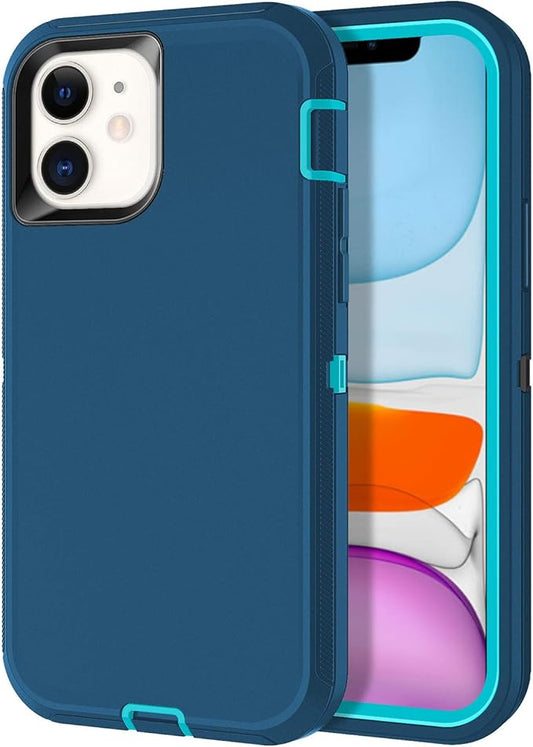 for iPhone 11 Case Shockproof Dust/Drop Proof 3-Layer Full Body Protection [Without Screen Protector] Rugged Heavy Duty Cover Case for Apple iPhone 11 6.1" 2019,Turquoise
