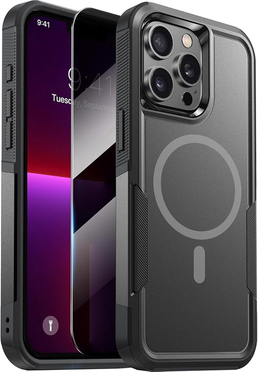 Diaclara Magnetic for iPhone 13 Pro Max Case, [with Privacy Screen Protector] [Anti Spy] [Military Grade Drop Protection] Heavy Duty Full-Body Shockproof Phone Case, Black