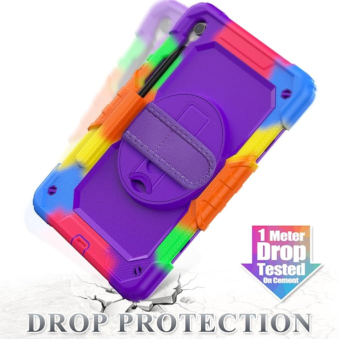 SEYMAC stock Case for Samsung Galaxy Tab S10 Lite / S10 FE / S9 FE 5G / S9 Tablet Case 10.9''/ 11'' Protective with Screen Protector, Pen Holder, 360 Rotate Stand, Hand Strap, Shoulder Strap, Purple
