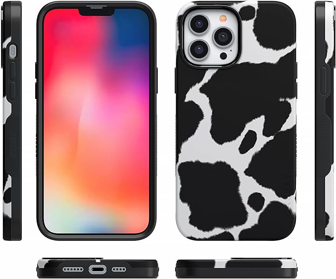 Casely iPhone 14 Case | Current Mood | Cow Print | Compatible with MagSafe | Bold Protective Design