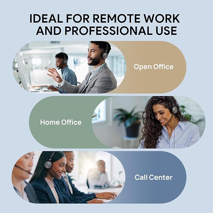 Yealink UH36 Professional USB Headset, Wired Headphones for Work Calls and Music, Headset with Noise Cancelling Mic for Computer PC Laptop（for Teams Certified, Mono,3.5mm Jack/USB Connection）