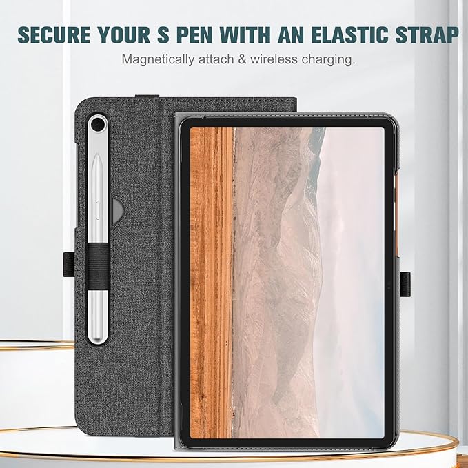 Fintie Case for Samsung Galaxy Tab S10 Lite/ S10 FE/ S9 FE 5G 10.9 Inch/Tab S9 11 Inch with S Pen Holder, Multi-Angle Viewing Protective Cover with Pocket, Auto Sleep/Wake, Denim Gray