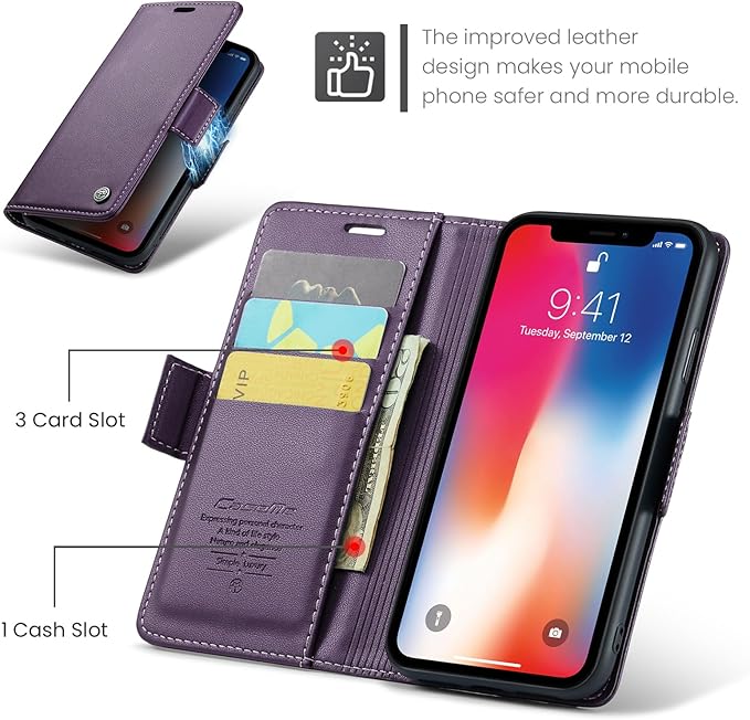 for iPhone Xs Max Case, Premium PU Leather Wallet Case Flip Cover with [RFID Blocking][Card Holder][Stand Function] Shockproof Protective for iPhone Xs Max 6.5", Purple