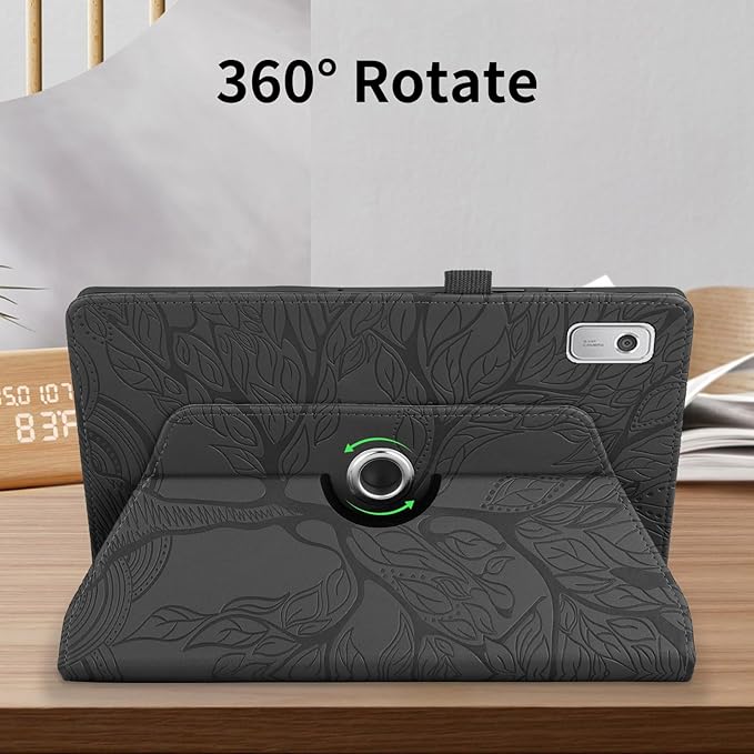 Rotating Case for Lenovo Tab M9 9.0 inch (TB-310FU) 2023 Released PU Leather Cover Lightweight Flip Stand Shell with Pen Holder for Lenovo Tab M9 9" 2023 Tablet-Black