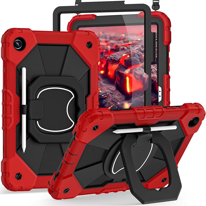 Case for Galaxy Tab A9+ Case 11 Inch with Screen Protector/Rotating Stand/Shoulder Strap/Pencil Holder,Military Grade Shockproof Tablet Case Samsung Galaxy Tab A9 Plus(SM-X210/X216/X218)