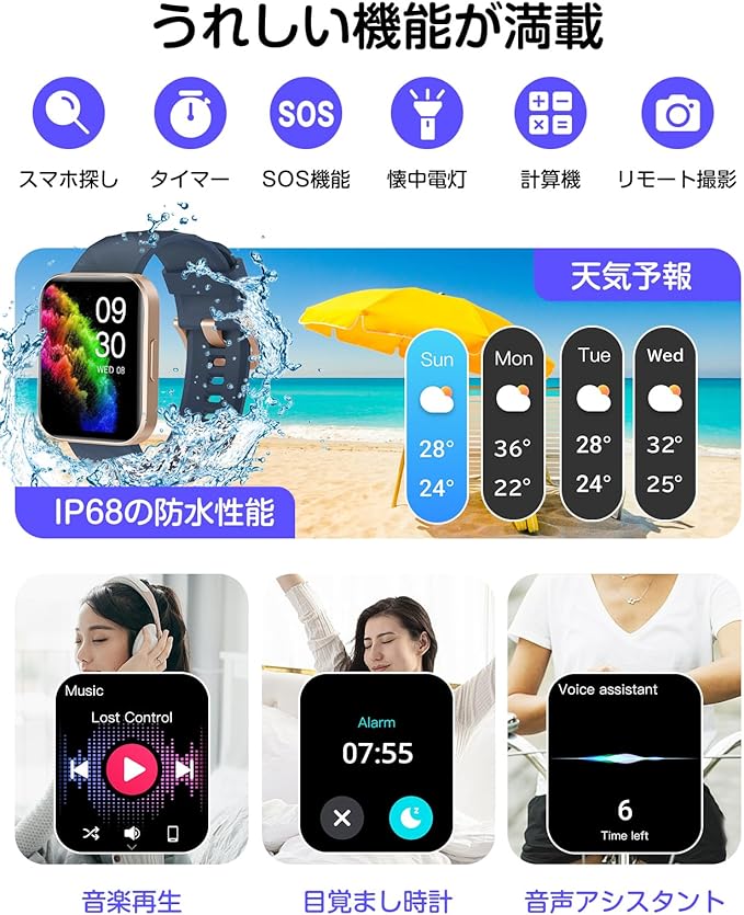 Smart Watch (Answer/Make Calls), 1.85" Smart Watches for Women Men Digital Watch Fitness Tracker with 100+ Sport Modes Heart Rate Monitor for iOS Android Phones Waterproof (Blue)