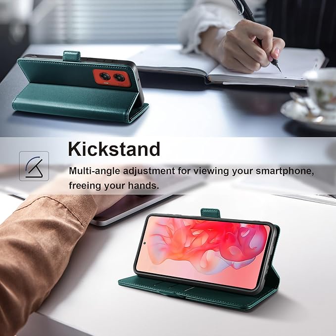 Wallet Flip Case for Moto G Stylus 5G (2024) - [RFID Blocking] Luxury PU Leather Card Holder Magnetic Phone Cover with Kickstand,Shockproof Protective Case,Green