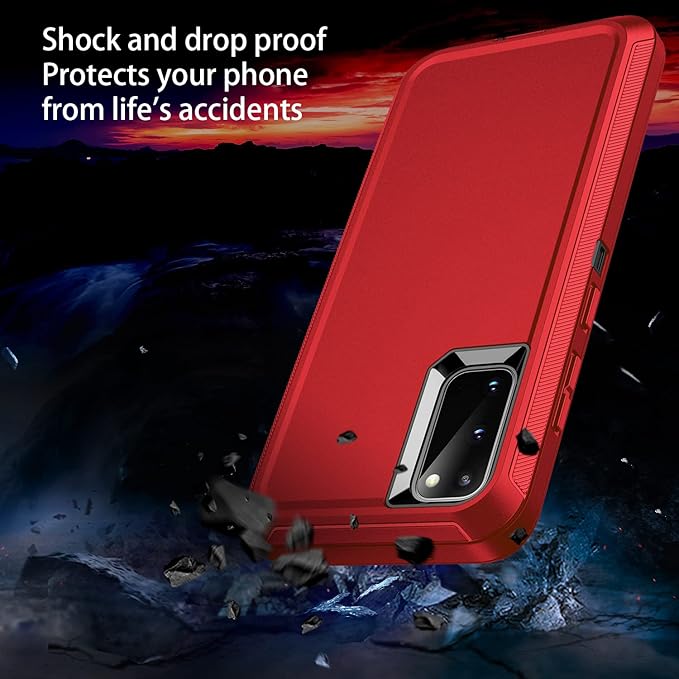 for Galaxy S20 FE 5g Case,Shockproof Dropproof Dustproof 3-Layer Full Body Protection Rugged Heavy Duty High Impact Hard Cover Case for Galaxy S20 FE 6.5 inch,Red/Black