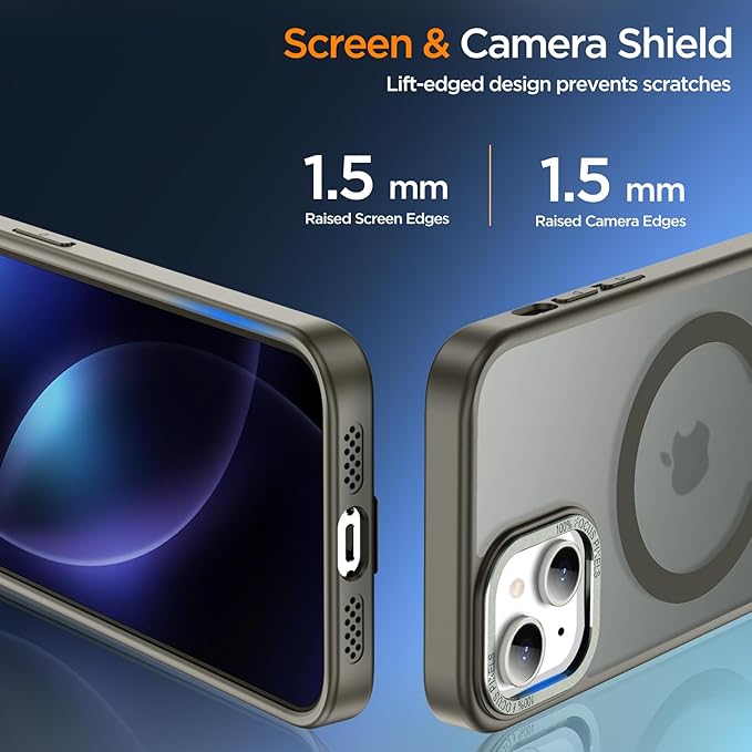 for iPhone 13 Case with Kickstand, [Invisible Stand] Compatible with MagSafe, Anti-Slip Shockproof Military-Grade Protection, Magnetic Slim Translucent Phone Case for iPhone 13 Cover (Gray)