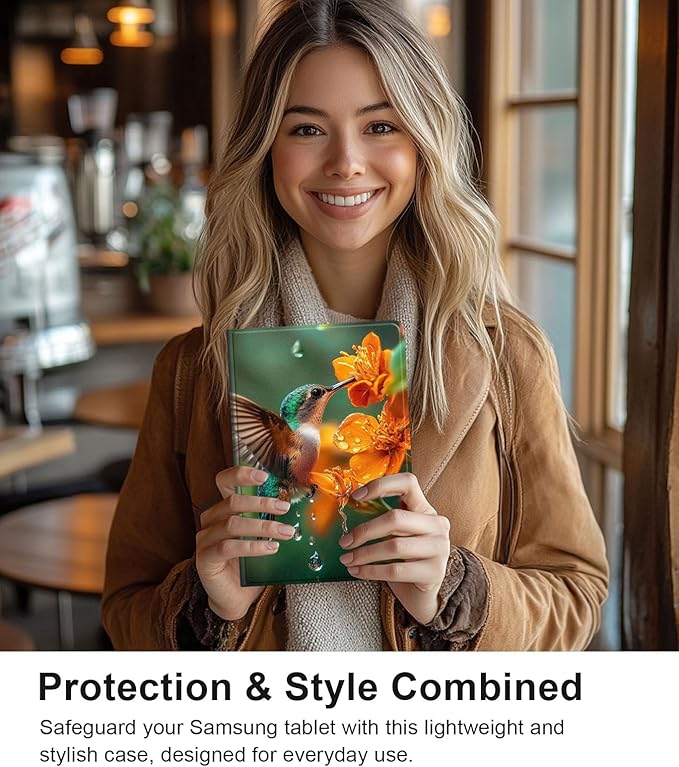 Case for Samsung Galaxy Tab S10 Ultra/Galaxy Tab S9/S8 Ultra 14.6-Inch, Slim PU Leather Stand Cover with Auto Wake/Sleep, Multi-Angle Viewing & Shockproof, Hummingbird