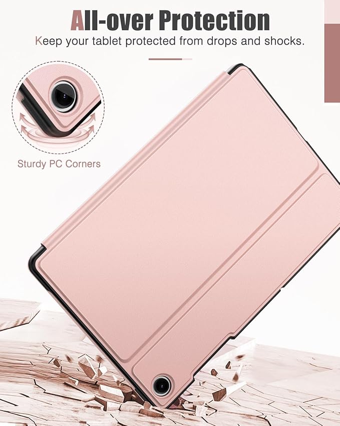 MoKo Case for Samsung Galaxy Tab A9 Plus 11-Inch 2023, Multi-Angle Viewing Slim Hard Back Shell Protective Cover Case with Auto Wake/Sleep for Galaxy Tab A9+ Tablet SM-X210/SM-X216/SM-X218, Rose Gold