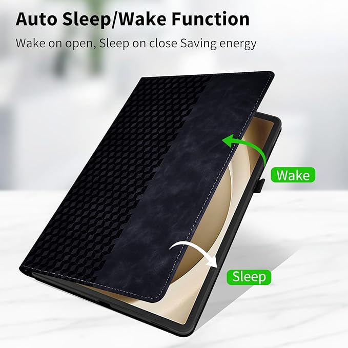 Case for Samsung Galaxy Tab A9 Plus 11" 2023 (SM-X210/X216/X218),360 Degree Rotating PU Leather Folio Protective Case with Auto Sleep/Wake,Card Holder&Shoulder Strap for Woman Man,Black