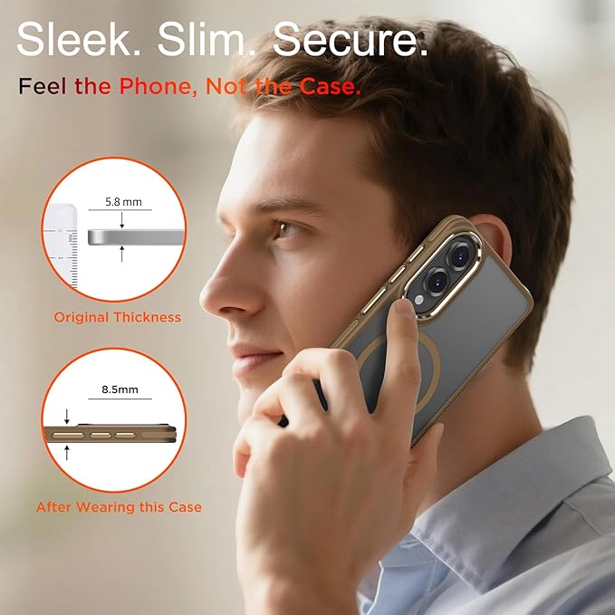 for Samsung Galaxy S25 Edge Case, Fits for Magsafe, Anti-Fingerprint Anti-Scratch Matte Cover, Color Hybrid Magnetic Cell Phone Case for Galaxy S25 Edge, Drop Resistant Protection (Brown)