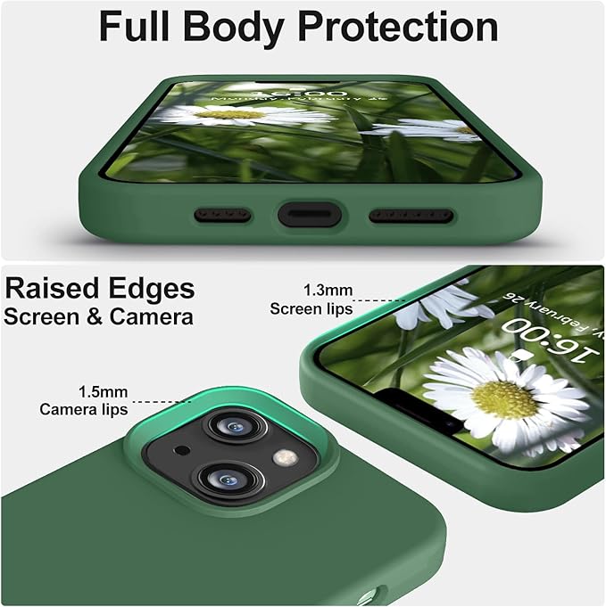 Vooii Compatible with iPhone 14 Case,[Silky Touch Premium Liquid Silicone] [Soft Anti-Scratch Microfiber Lining], Ultra Slim Shockproof Protective Case for iPhone 14 - Green