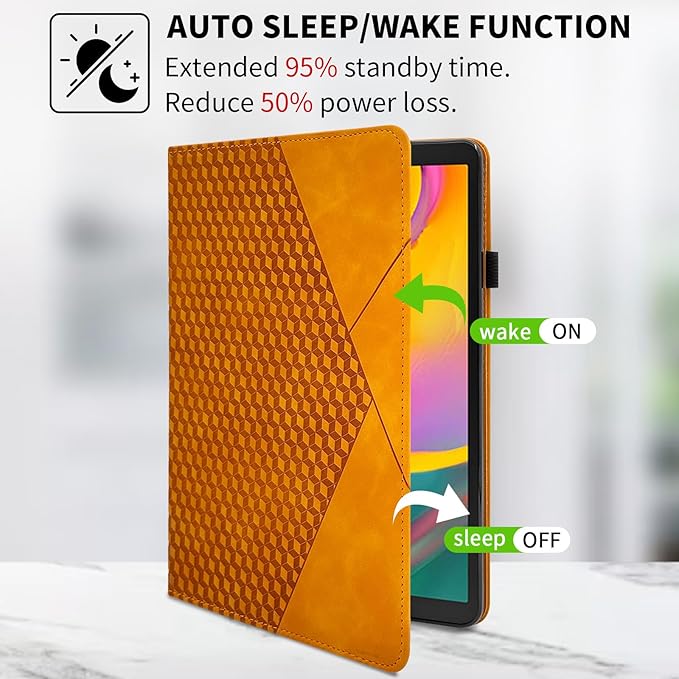 Rotating Case for Samsung Galaxy Tab A 10.1 2019 Model SM-T510/T515,360° Rotating Multi-Angle Viewing Stand Cover PU Leather Business Folio Protective Cases, Orange