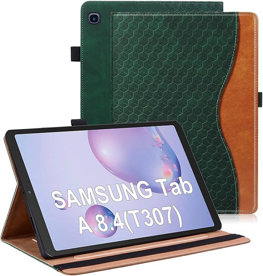 Case for Samsung Galaxy Tab A 8.4 2020 Model SM-T307 Multi-Angle Stand Folio Cover PU Leather with Card Pocket Tab T307 Case,Retro Green