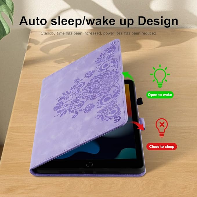 Mantala Funda para for Galaxy Tab A 2019 Case, Soft Touch Faux Leather with Card Slots and Kickstand, Water-Proof Precise Cutouts Compatible with Funda para Samsung Galaxy Tab A 10.1 2019 Purple