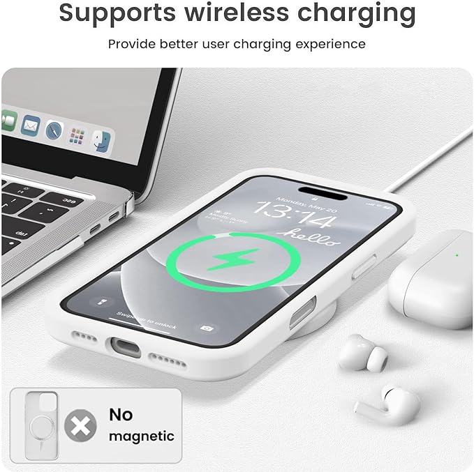 Vooii Compatible with iPhone 16 Case, Liquid Silicone Upgrade [Camera Protection] [Soft Anti-Scratch Microfiber Lining] Shockproof Phone Case for iPhone 16 6.1 inch - White