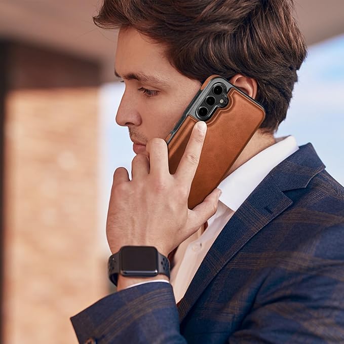 DJDUCK Designed for Samsung Galaxy S25 Plus Case Wallet with Card Holder, [Magnetic Clasp Cover] [RFID Blocking Leather Protection] Shockproof Women Men Cases for Samsung S25 Plus Light Brown