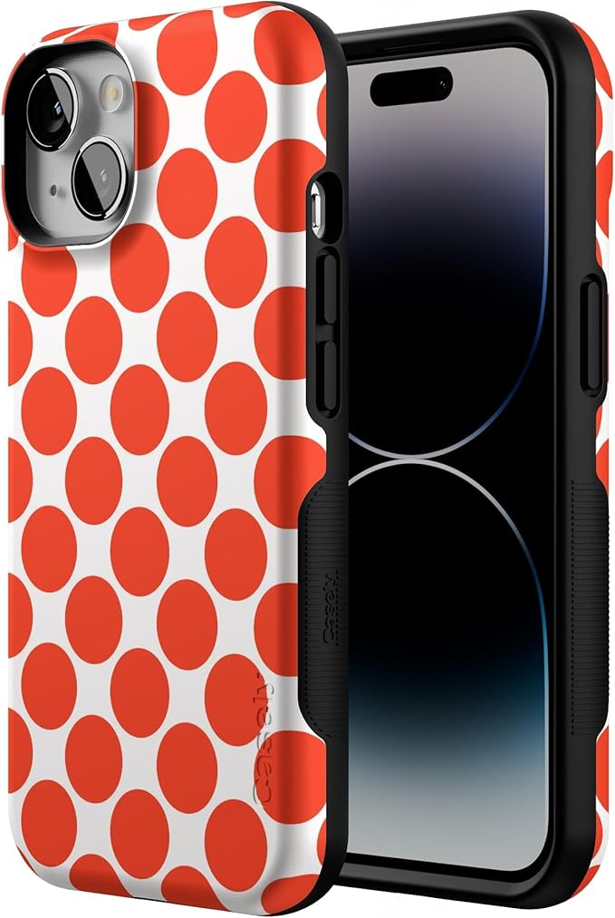 Casely iPhone 14 Case | Red Dots | High Contrast Design | Compatible with MagSafe | Bold Protective Design