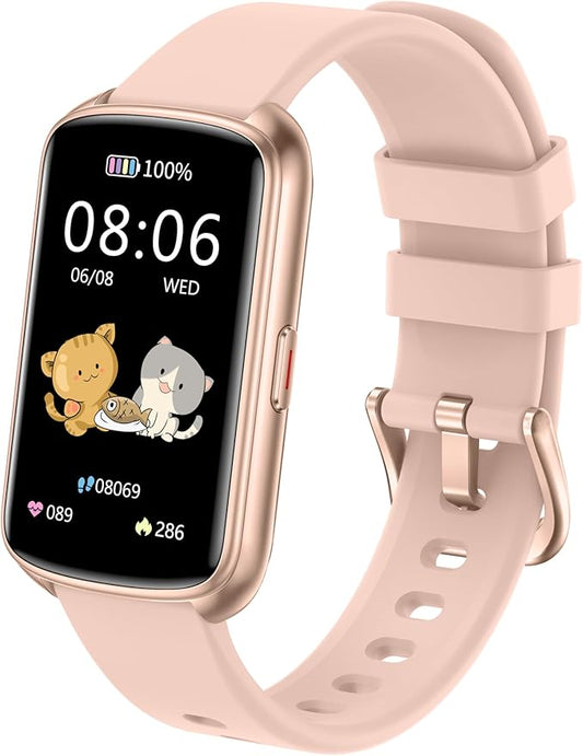 Fitness Trackers, 1.47 Inch Smartwatch, Touchscreen Activity Tracker with Thin Smartband Design, 5ATM Waterproof Fitness Watch Blood Oxygen Heart Rate Monitor for Android/iOS (Pink)