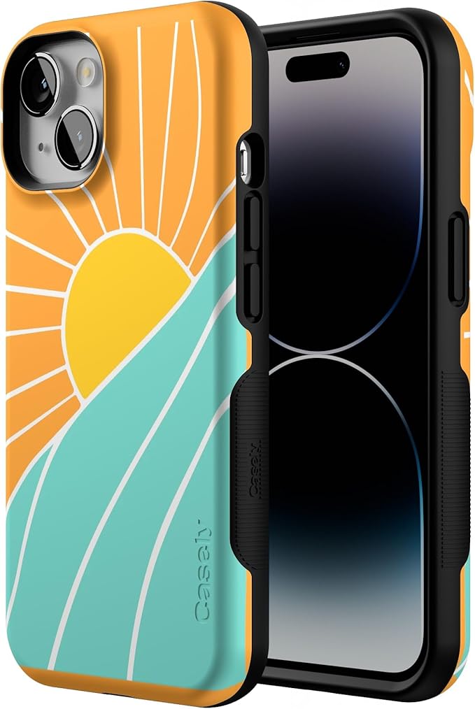 Casely iPhone 14 Case | Waves & Rays | Sunshine | Compatible with MagSafe | Bold Protective Design