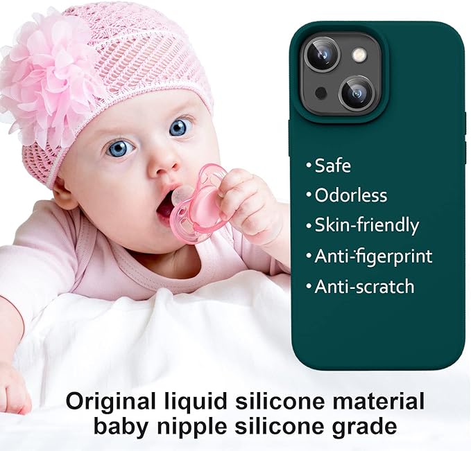 Vooii Compatible with iPhone 14 Case,[Silky Touch Premium Liquid Silicone] [Soft Anti-Scratch Microfiber Lining], Ultra Slim Shockproof Protective Case for iPhone 14 - Teal