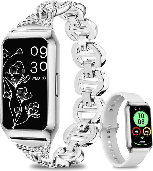 GADIXY Smart Watch,Fitness Tracker Watch 7 Day+ Battery with Heart Rate/Step Counter/Calories/spO2/Sleep Monitor,IP68 Fitness Smart Watches for Women Android&iOS Silver