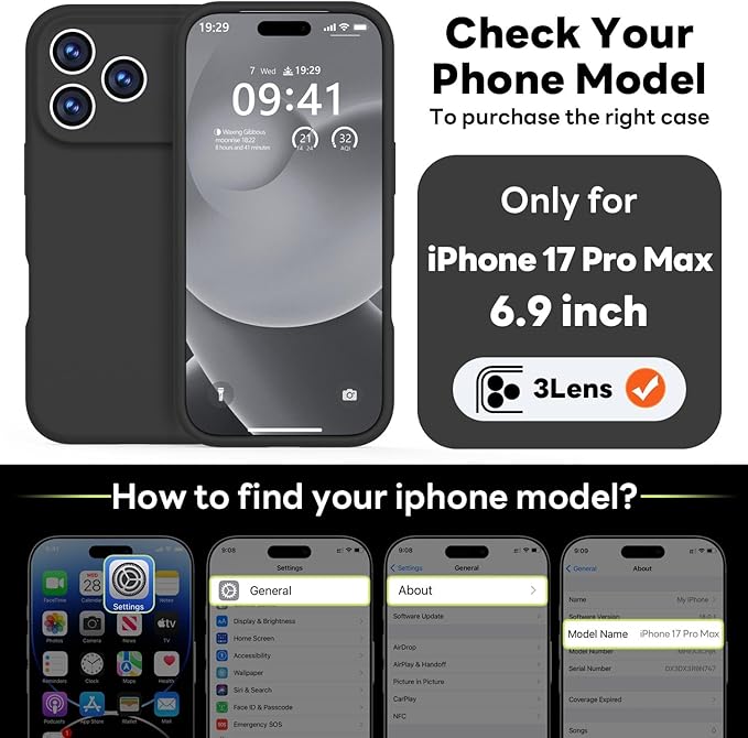 Vooii Magnetic Compatible with iPhone 17 Pro Max Case (Compatible with Magsafe) (Upgraded Camera Protection) Liquid Silicone Shockproof Full Body Protective Phone Cover for Women Men, Black, 6.9”