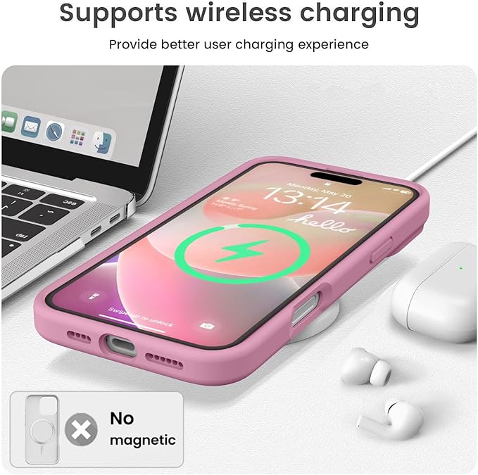 Vooii Compatible with iPhone 16 Pro Case, Liquid Silicone Upgrade [Camera Protection] [Soft Anti-Scratch Microfiber Lining] Shockproof Phone Case for iPhone 16 Pro 6.3 inch - Lavender Purple