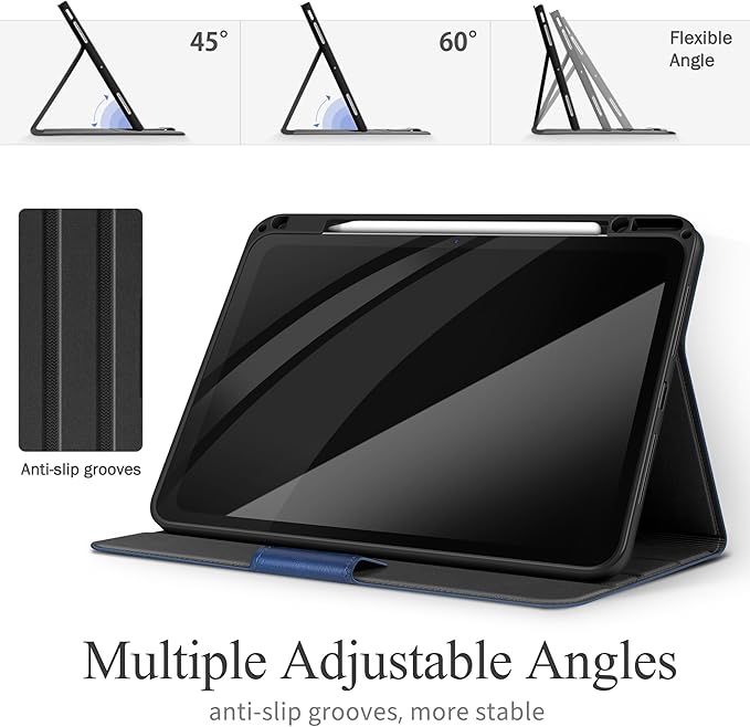 auaua Case for iPad Air 13 inch (M3/M2) 2025/2024, with Pencil Holder and Pocket, Multiple Viewing Angles, Magnetic Closure, Auto Sleep/Wake (Blue)